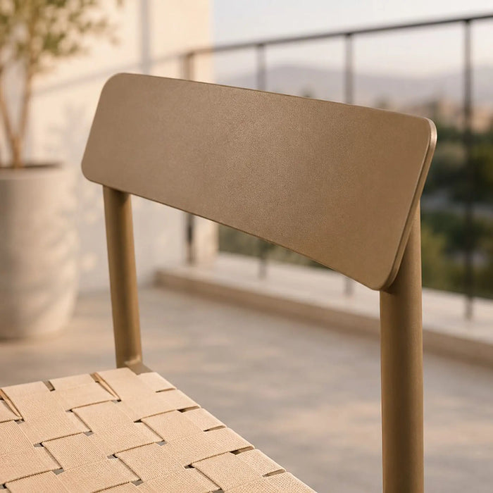 Elle Aluminum Chair | Porch Bistro Chair | Modern Design Garden Furniture For Outdoor Seating, Terrace, Lawn, Patio, Balcony | L49xW48xH78cm -Beige