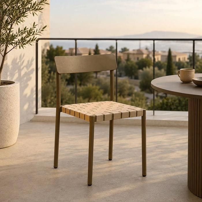 Elle Aluminum Chair | Porch Bistro Chair | Modern Design Garden Furniture For Outdoor Seating, Terrace, Lawn, Patio, Balcony | L49xW48xH78cm -Beige