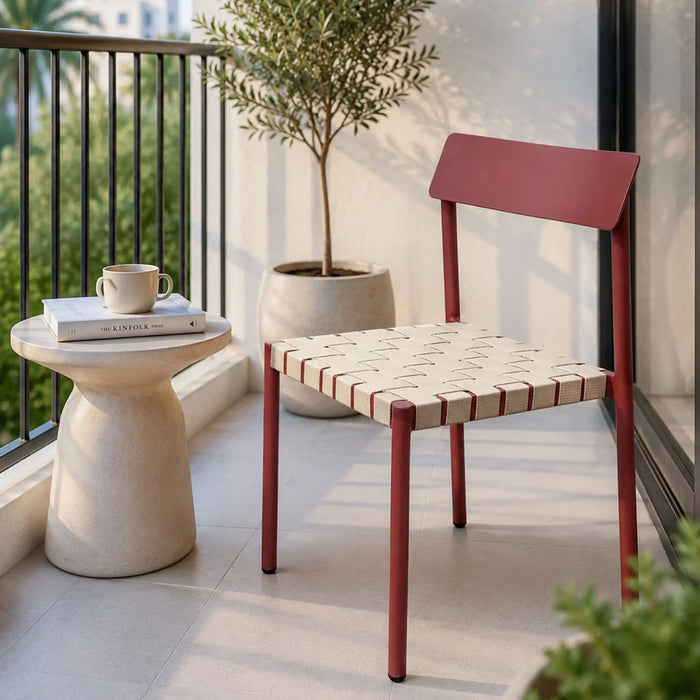 Elle Aluminum Chair | Porch Bistro Chair | Modern Design Garden Furniture For Outdoor Seating, Terrace, Lawn, Patio, Balcony | L49xW48xH78cm -Orange