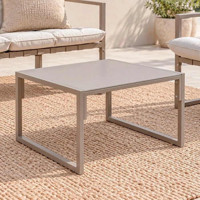 Terry 4-Seater Outdoor Sofa Set | Steel Frame Garden Furniture | Modern Design Patio Sofaset | Outdoor Seating Table And Chairs For Lawn Garden-Beige