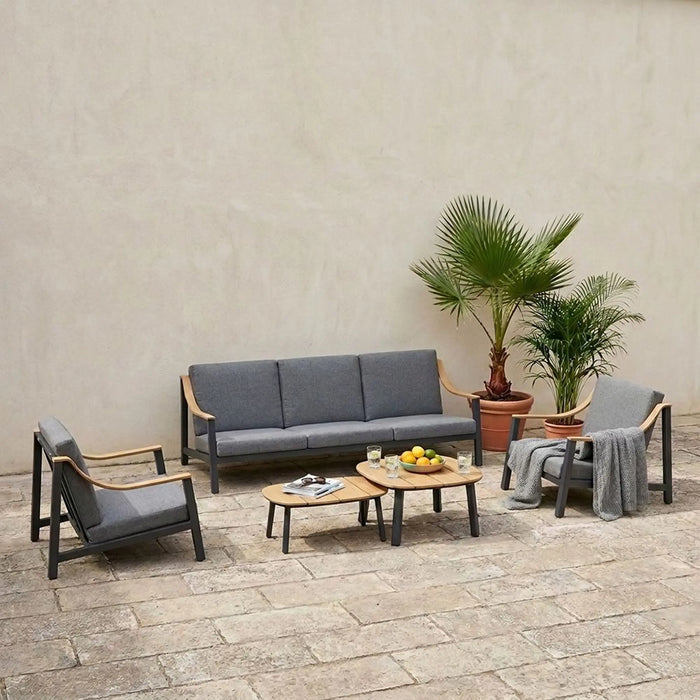 Valeria 5-Seater Outdoor Sofa Set | Aluminum Frame Garden Furniture | Modern Design Patio Sofaset | Outdoor Seating Table And Chairs For Lawn Garden-Dark Grey