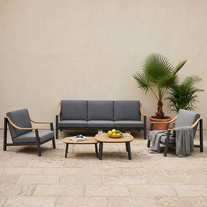 Valeria 5-Seater Outdoor Sofa Set | Aluminum Frame Garden Furniture | Modern Design Patio Sofaset | Outdoor Seating Table And Chairs For Lawn Garden-Dark Grey