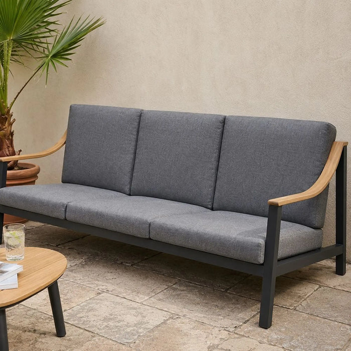 Valeria 5-Seater Outdoor Sofa Set | Aluminum Frame Garden Furniture | Modern Design Patio Sofaset | Outdoor Seating Table And Chairs For Lawn Garden-Dark Grey