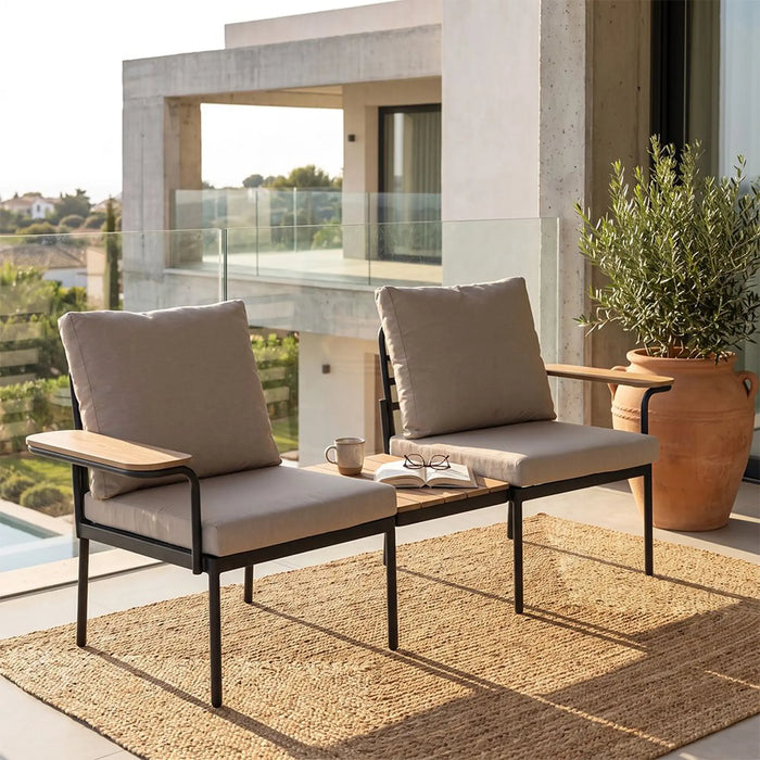 Aryana Balcony Set 1+2 | 2-Seater Set With Table | All Weather 1 Piece Bistro Set With Coffee Table | Modern Design Furniture For Balcony Outdoor Garden -