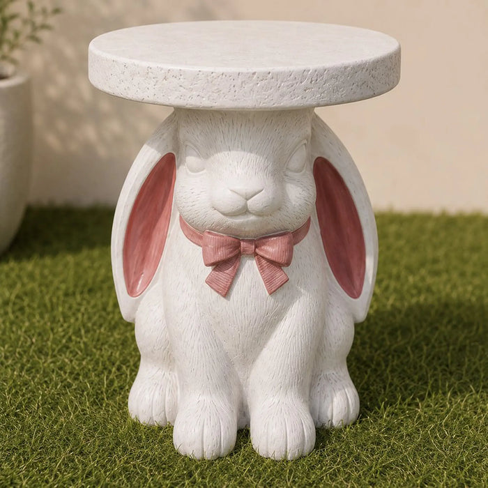 Bunny 1 + 4 Seater Dining Set | 5 pc Outdoor Diningset | Water-Resistant Patio Desk | All Weather Fiber Clay Patio Modern Outdoor Furniture For Garden-White/Pink