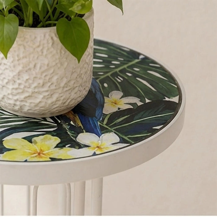 Plant Stand-Floral Marble 53X27X65Cm, Green, Refined Plant Stand, Metal/Tile ,For Elevating Potted Plants, Displaying Decorative Greenery, Organizing