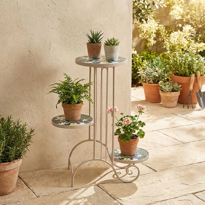 Plant Stand-Floral Marble 53X27X65Cm, Green, Refined Plant Stand, Metal/Tile ,For Elevating Potted Plants, Displaying Decorative Greenery, Organizing
