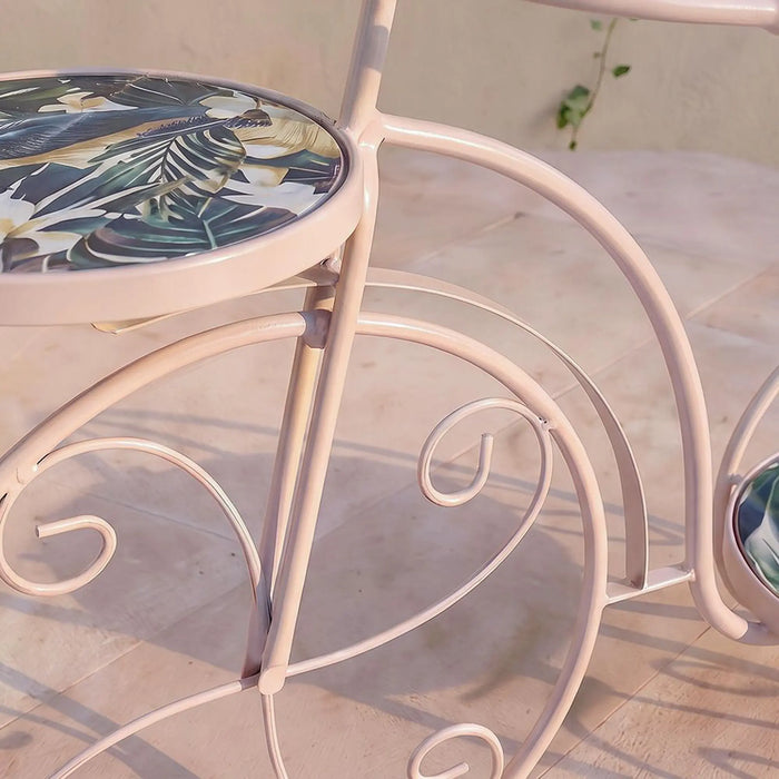 Bicycle Plant Stand - Floral Marble 62X26X41Cm, Green, Chic Plant Stand, Metal/Tile ,For Elevating Potted Plants, Displaying Decorative Greenery