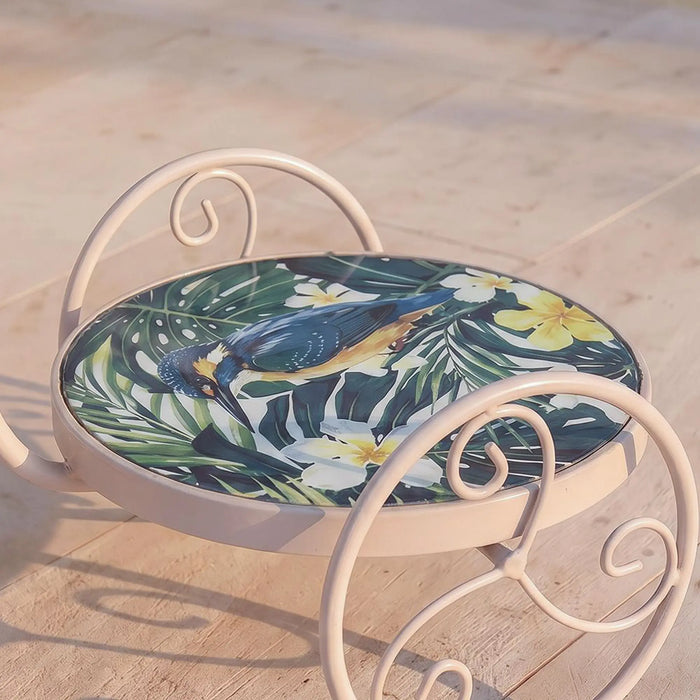 Bicycle Plant Stand - Floral Marble 62X26X41Cm, Green, Chic Plant Stand, Metal/Tile ,For Elevating Potted Plants, Displaying Decorative Greenery