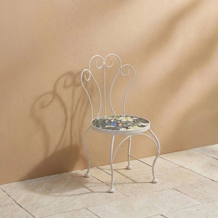 Chair Plant Stand - Floral Marble 24X24X50Cm, Green, Refined Plant Stand, Metal/Tile ,For Elevating Potted Plants, Displaying Decorative Greenery