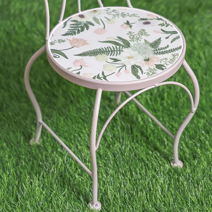 Chair Plant Stand - Floral Marble 24X24X50Cm, Green, Refined Plant Stand, Metal/Tile ,For Elevating Potted Plants, Displaying Decorative Greenery