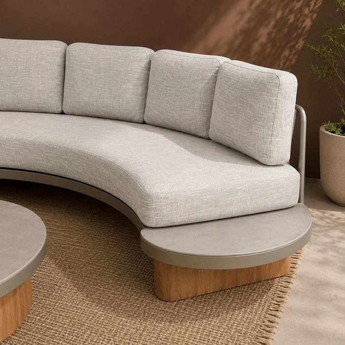 Arcadia 6-Seater Outdoor Sofa Set | Aluminum Frame Garden Furniture | Modern Design Patio Sofaset | Outdoor Seating Table And Chairs For Lawn Garden-Champagne