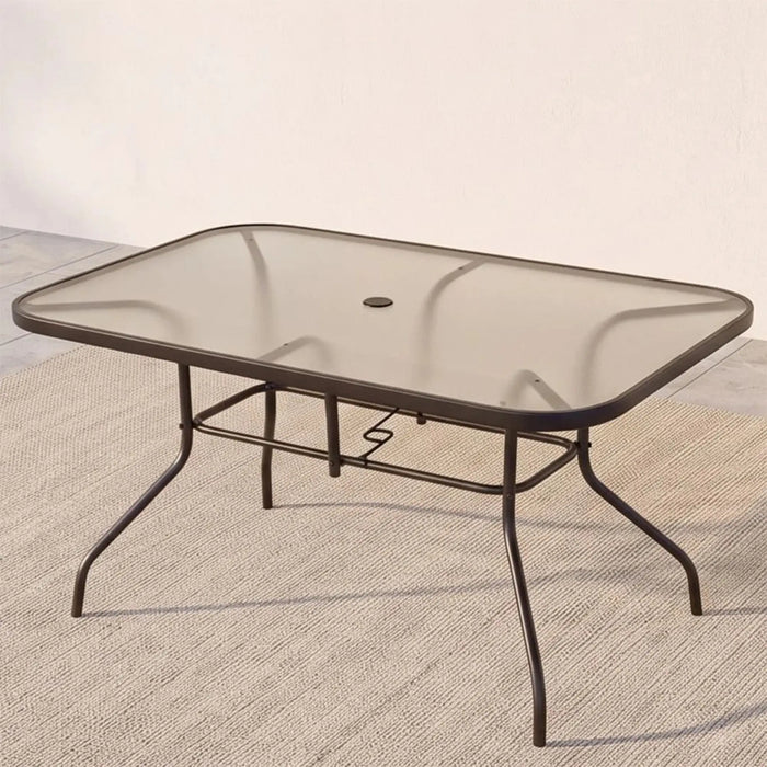 APEX 1 + 6 Seater Dining Set | 7 pc Outdoor Diningset | Water-Resistant Patio Desk | All Weather Steel+Texilene+Polyester, Steel+Glass Patio Modern Outdoor Furniture For Garden- Multicolor