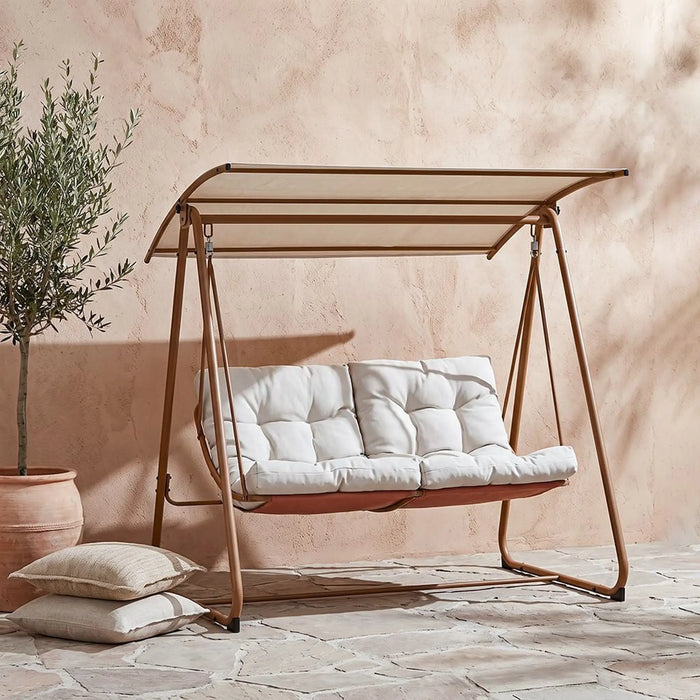Zoya 2-Seater Swing Chair | Two Seater Hammock Chair | Modern Design Hanging Chair | Swing Chair For Indoor Outdoor Garden Patio L170xW134.5xH165cm - Orange