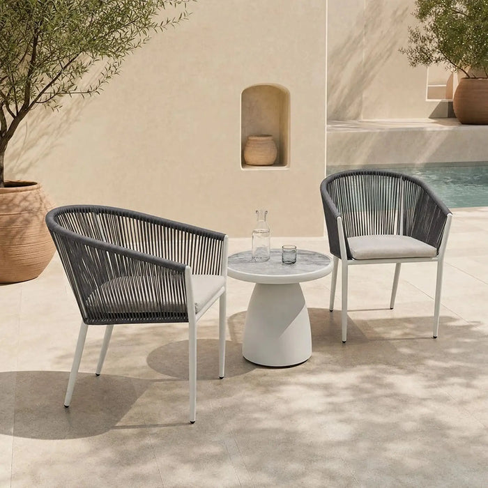 Luca Balcony Set 1+2 | 2-Seater Set With Table | All Weather 3 Piece Bistro Set With Coffee Table | Modern Design Furniture For Balcony Outdoor Garden -