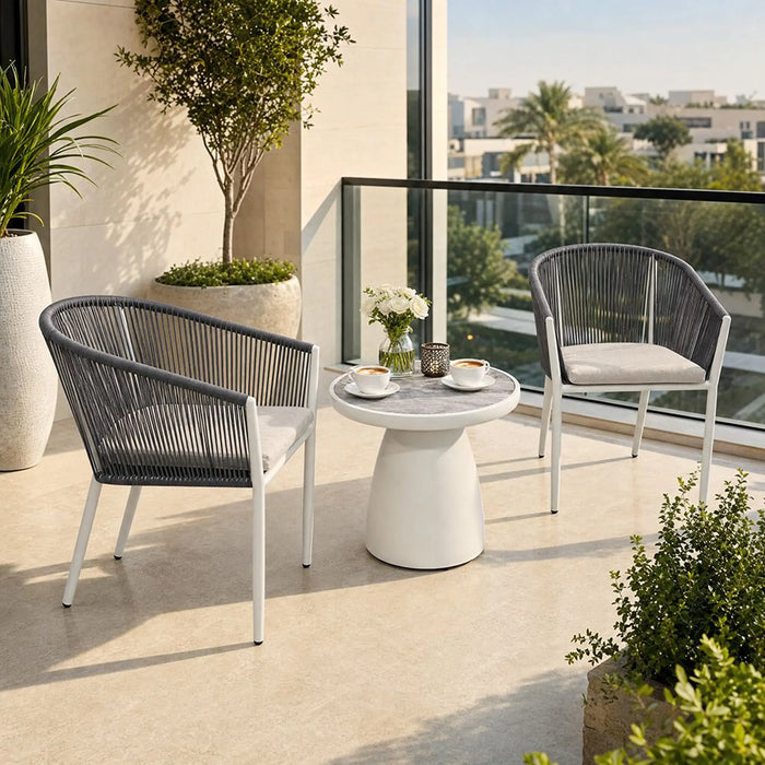 Luca Balcony Set 1+2 | 2-Seater Set With Table | All Weather 3 Piece Bistro Set With Coffee Table | Modern Design Furniture For Balcony Outdoor Garden -