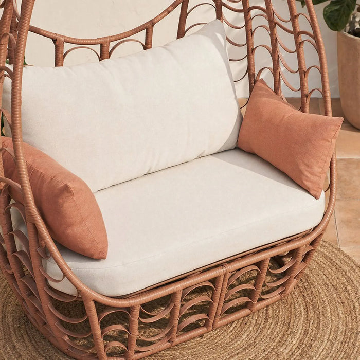 Prime Ayala Daybed 2-Seater Outdoor Sofa Bed | Steel Frame Garden Furniture | Modern Design Patio Day Bed | Outdoor Seating Chairs For Lawn Garden-Red