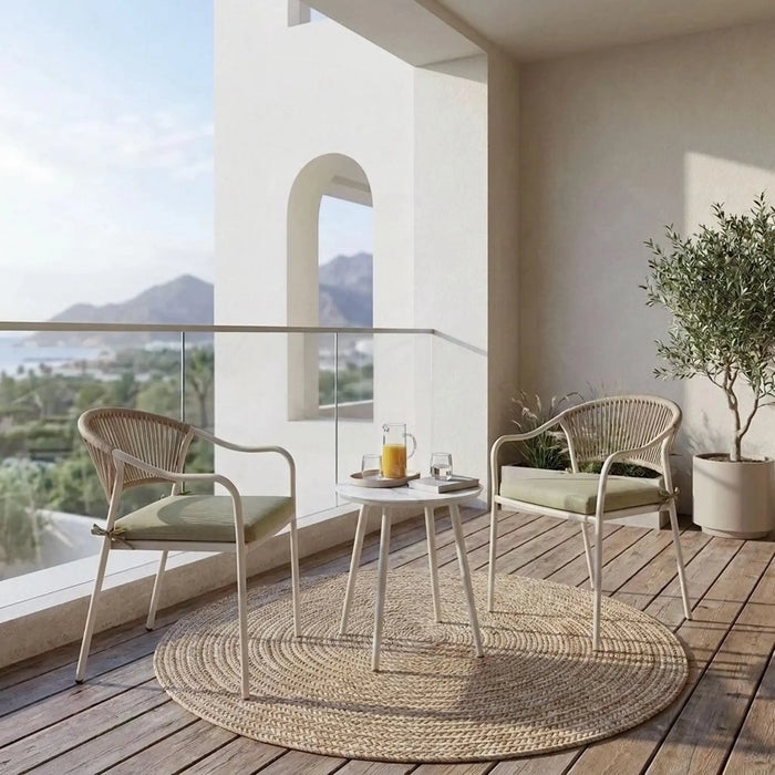 Sahara Balcony Set 1+2 | 2-Seater Set With Table | All Weather 3 Piece Bistro Set With Coffee Table | Modern Design Furniture For Balcony Outdoor Garden -
