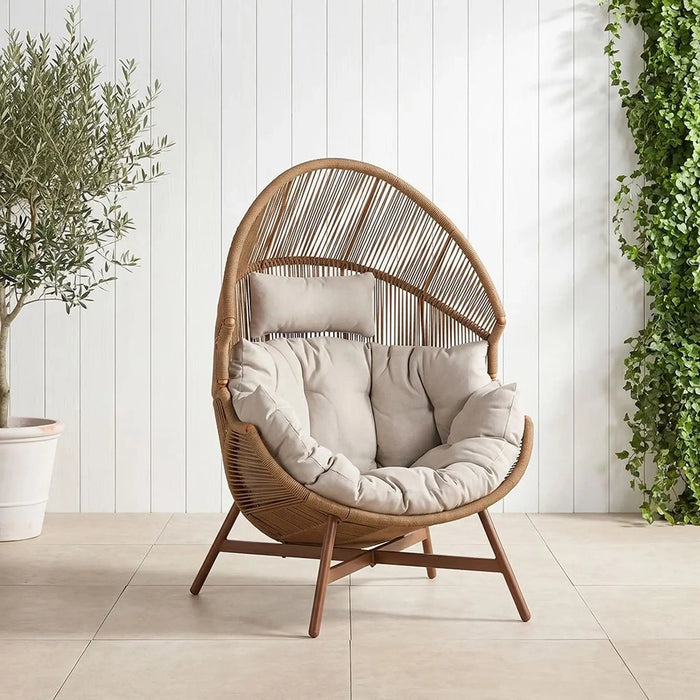 Cozy Jade Chair | Porch Bistro Chair | Modern Design Garden Furniture For Outdoor Seating, Terrace, Lawn, Patio, Balcony | L98xW100xH142cm -Brown