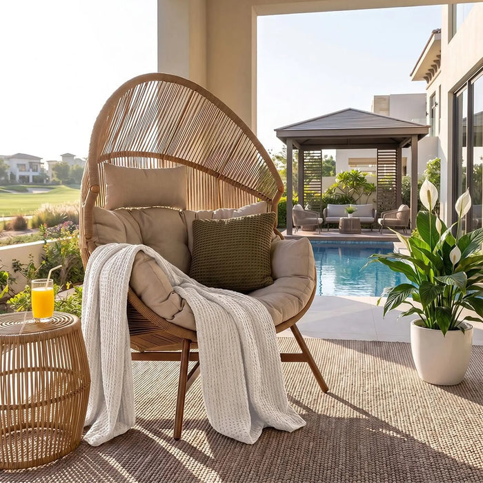 Cozy Jade Chair | Porch Bistro Chair | Modern Design Garden Furniture For Outdoor Seating, Terrace, Lawn, Patio, Balcony | L98xW100xH142cm -Brown