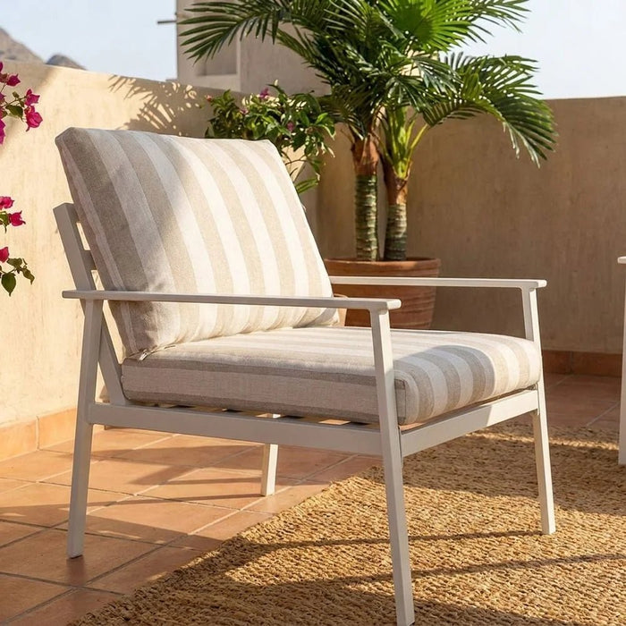 Elena 7-Seater Outdoor Sofa Set | Steel Frame Garden Furniture | Modern Design Patio Sofaset | Outdoor Seating Table And Chairs For Lawn Garden-Beige