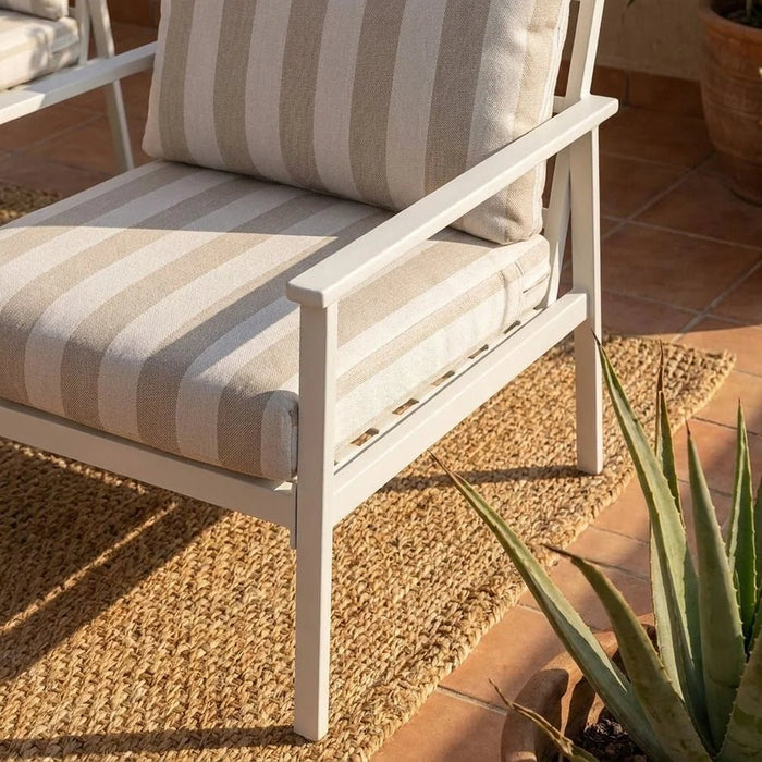Elena 7-Seater Outdoor Sofa Set | Steel Frame Garden Furniture | Modern Design Patio Sofaset | Outdoor Seating Table And Chairs For Lawn Garden-Beige