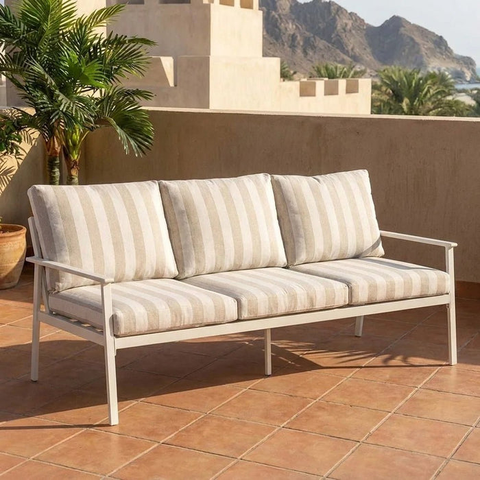 Elena 7-Seater Outdoor Sofa Set | Steel Frame Garden Furniture | Modern Design Patio Sofaset | Outdoor Seating Table And Chairs For Lawn Garden-Beige