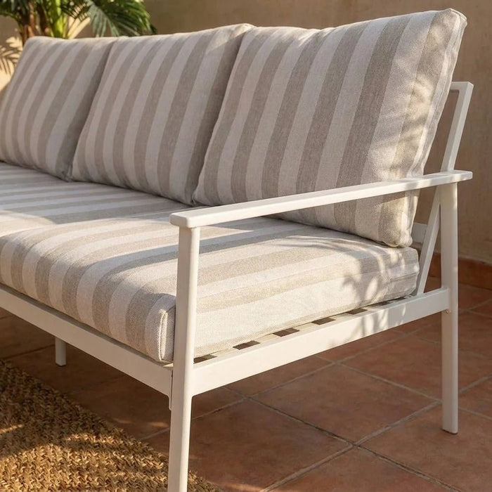Elena 7-Seater Outdoor Sofa Set | Steel Frame Garden Furniture | Modern Design Patio Sofaset | Outdoor Seating Table And Chairs For Lawn Garden-Beige