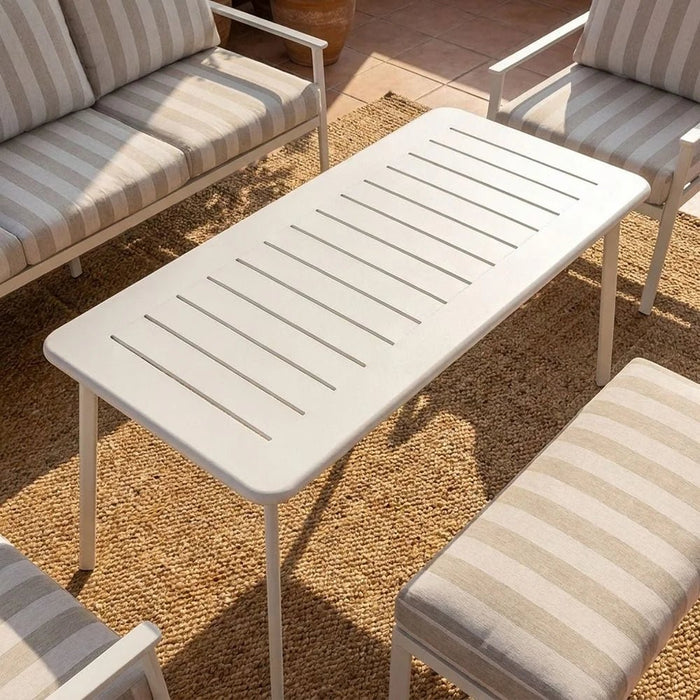 Elena 7-Seater Outdoor Sofa Set | Steel Frame Garden Furniture | Modern Design Patio Sofaset | Outdoor Seating Table And Chairs For Lawn Garden-Beige