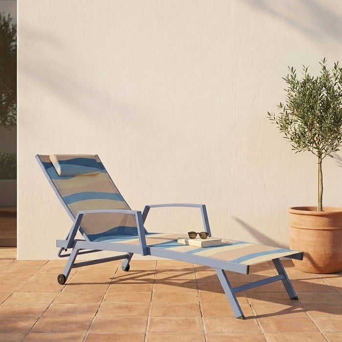 Lunara Sun Lounger | All Weather Patio Sunloungers | Single Relaxing Chair | Modern Design Outdoor Furniture For Gardens Lawns Poolsides L71xW51xH38cm - Blue