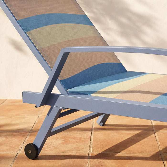 Lunara Sun Lounger | All Weather Patio Sunloungers | Single Relaxing Chair | Modern Design Outdoor Furniture For Gardens Lawns Poolsides L71xW51xH38cm - Blue