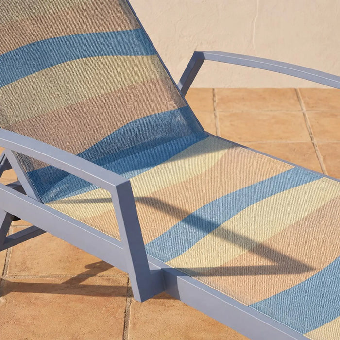 Lunara Sun Lounger | All Weather Patio Sunloungers | Single Relaxing Chair | Modern Design Outdoor Furniture For Gardens Lawns Poolsides L71xW51xH38cm - Blue