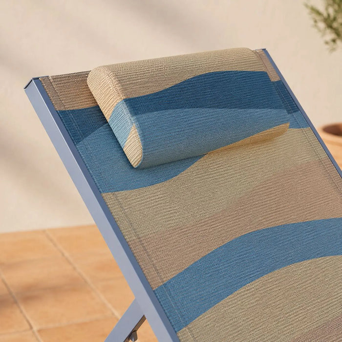 Lunara Sun Lounger | All Weather Patio Sunloungers | Single Relaxing Chair | Modern Design Outdoor Furniture For Gardens Lawns Poolsides L71xW51xH38cm - Blue