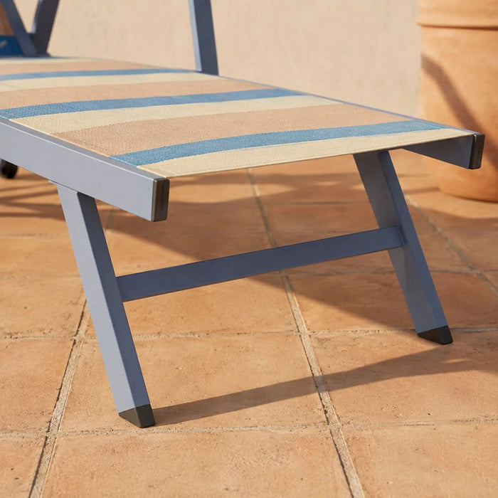 Lunara Sun Lounger | All Weather Patio Sunloungers | Single Relaxing Chair | Modern Design Outdoor Furniture For Gardens Lawns Poolsides L71xW51xH38cm - Blue