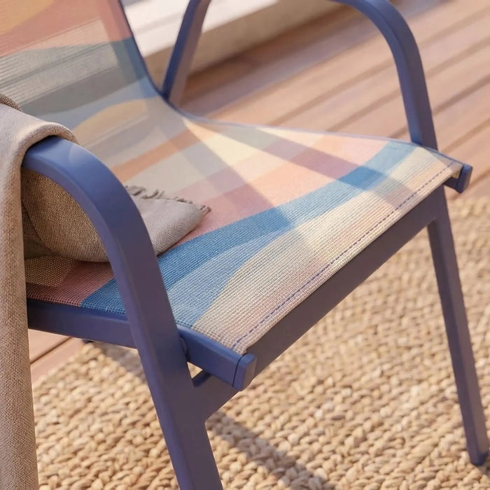 Lunara 4-Seater Outdoor Sofa Set | Steel Frame Garden Furniture | Modern Design Patio Sofaset | Outdoor Seating Table And Chairs For Lawn Garden-Blue