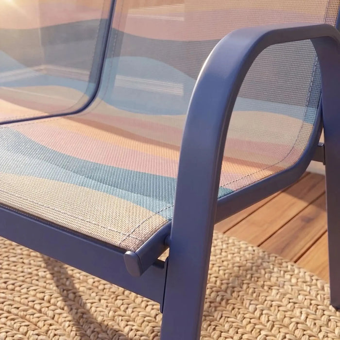 Lunara 4-Seater Outdoor Sofa Set | Steel Frame Garden Furniture | Modern Design Patio Sofaset | Outdoor Seating Table And Chairs For Lawn Garden-Blue