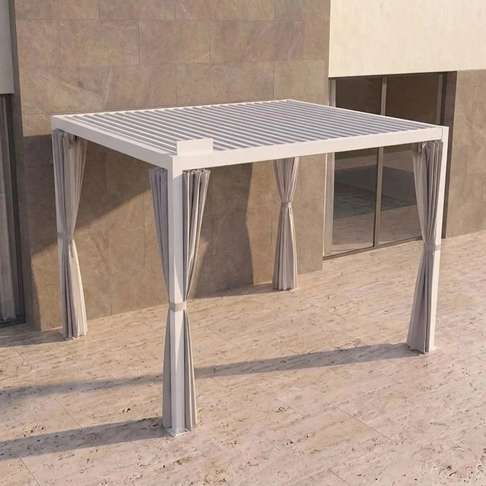 Vivanta Automatic Pergola with Solar - Heat Transfer 3x4 M | Aluminium Frame Gazebo | Without Seating  | Weather Resistant Garden Canopy | Modern Design Outdoor Furniture -White