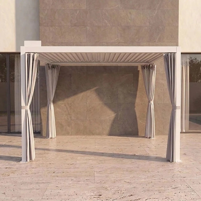 Vivanta Automatic Pergola with Solar - Heat Transfer 3x4 M | Aluminium Frame Gazebo | Without Seating  | Weather Resistant Garden Canopy | Modern Design Outdoor Furniture -White