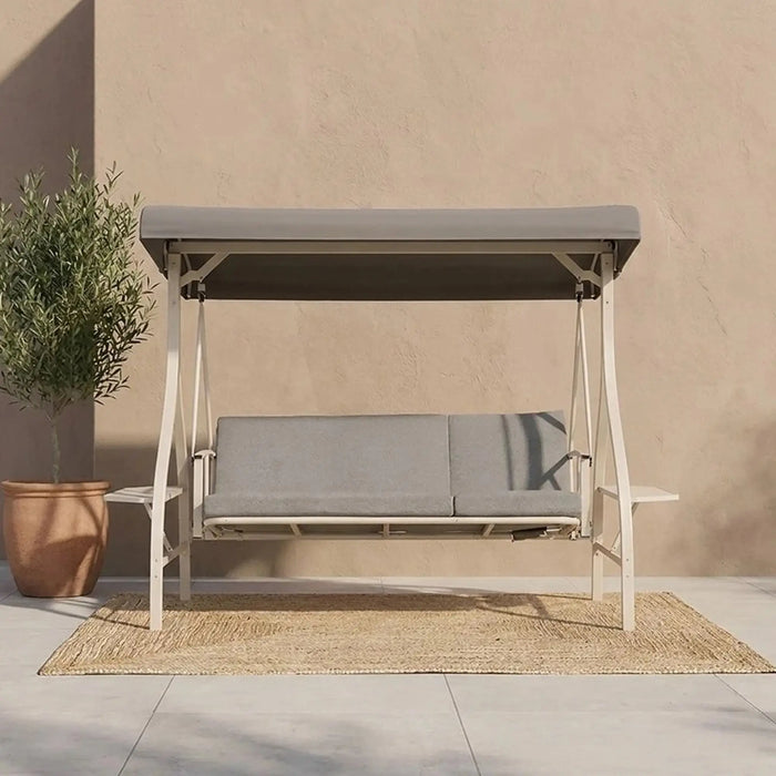 Garnet 3-Seater Swing Chair | Three Seater Hammock Chair | Modern Design Hanging Chair | Swing Chair For Indoor Outdoor Garden Patio L225xW117xH172cm - Grey
