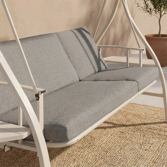 Garnet 3-Seater Swing Chair | Three Seater Hammock Chair | Modern Design Hanging Chair | Swing Chair For Indoor Outdoor Garden Patio L225xW117xH172cm - Grey