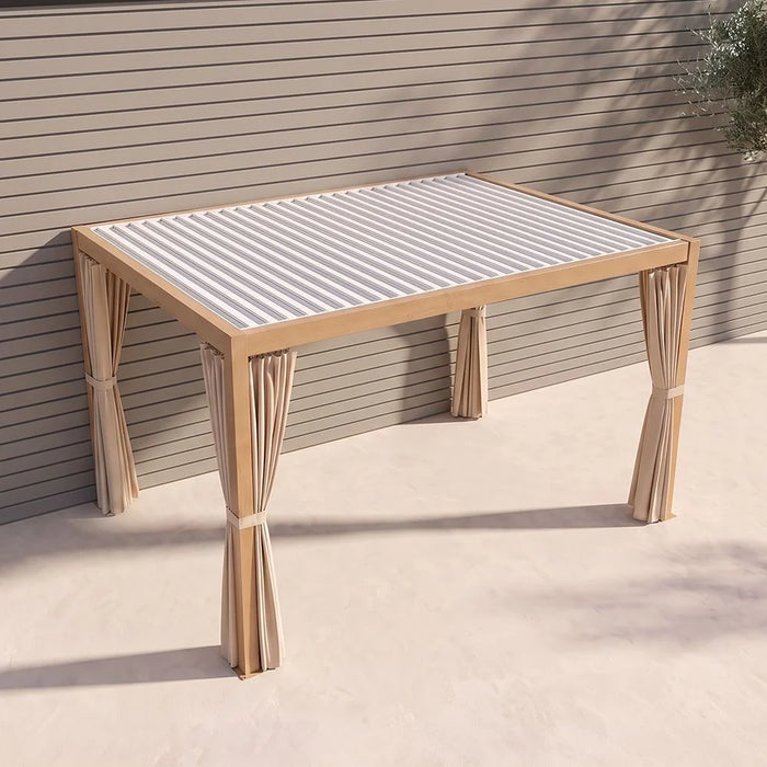 Vivanta Automatic Pergola with Solar - Heat Transfer 3x4 M | Aluminium Frame Gazebo | Without Seating  | Weather Resistant Garden Canopy | Modern Design Outdoor Furniture -Wooden