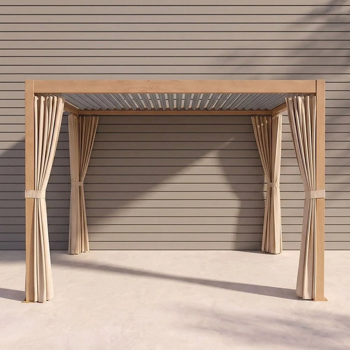 Vivanta Automatic Pergola with Solar - Heat Transfer 3x4 M | Aluminium Frame Gazebo | Without Seating  | Weather Resistant Garden Canopy | Modern Design Outdoor Furniture -Wooden