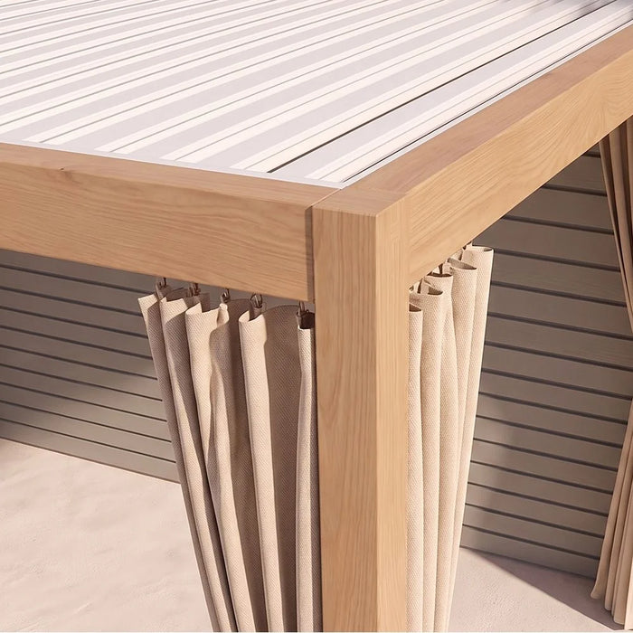Vivanta Automatic Pergola with Solar - Heat Transfer 3x4 M | Aluminium Frame Gazebo | Without Seating  | Weather Resistant Garden Canopy | Modern Design Outdoor Furniture -Wooden