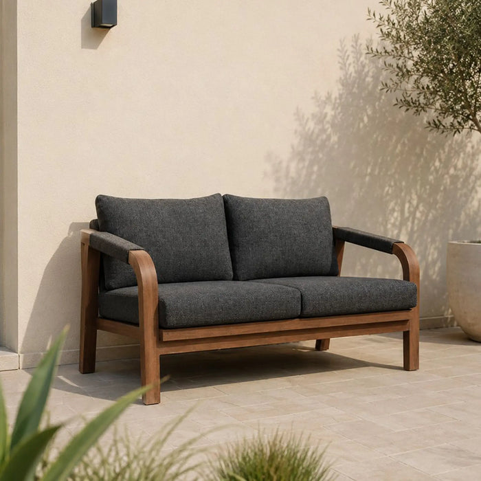 Winchester 2-Seater Outdoor Sofa | Aluminum Frame Garden Furniture | Modern Design Patio Sofas | Outdoor Seating For Lawn Garden-Teak Color