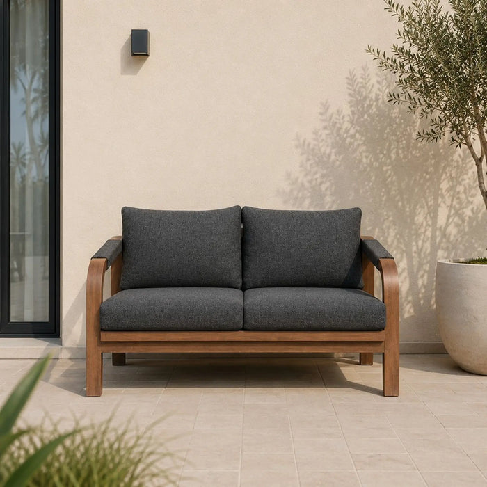 Winchester 2-Seater Outdoor Sofa | Aluminum Frame Garden Furniture | Modern Design Patio Sofas | Outdoor Seating For Lawn Garden-Teak Color