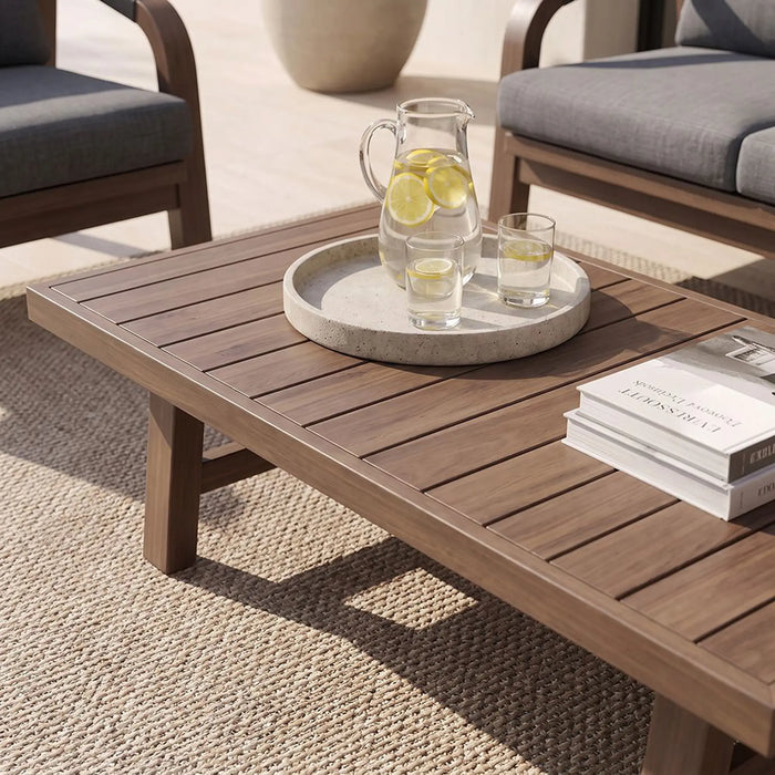 Winchester 5-Seater Outdoor Sofa Set | Aluminum Frame Garden Furniture | Modern Design Patio Sofaset | Outdoor Seating Table And Chairs For Lawn Garden-Teak Color