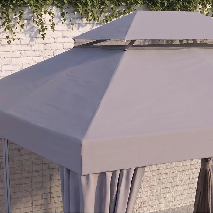Lireo Aluminum Gazebo 3x4 M | Aluminium Frame Gazebo | Without Seating  | Weather Resistant Garden Canopy | Modern Design Outdoor Furniture | Size L400xW300xH272cm-Grey