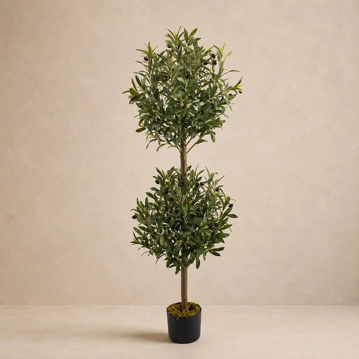 Twin Sphere Olive Tree - 150Cm, Green, Lush Tree, Polyester/Plastic ,For Adding Realistic Greenery, Enhancing Entrances, Living Spaces, Patios