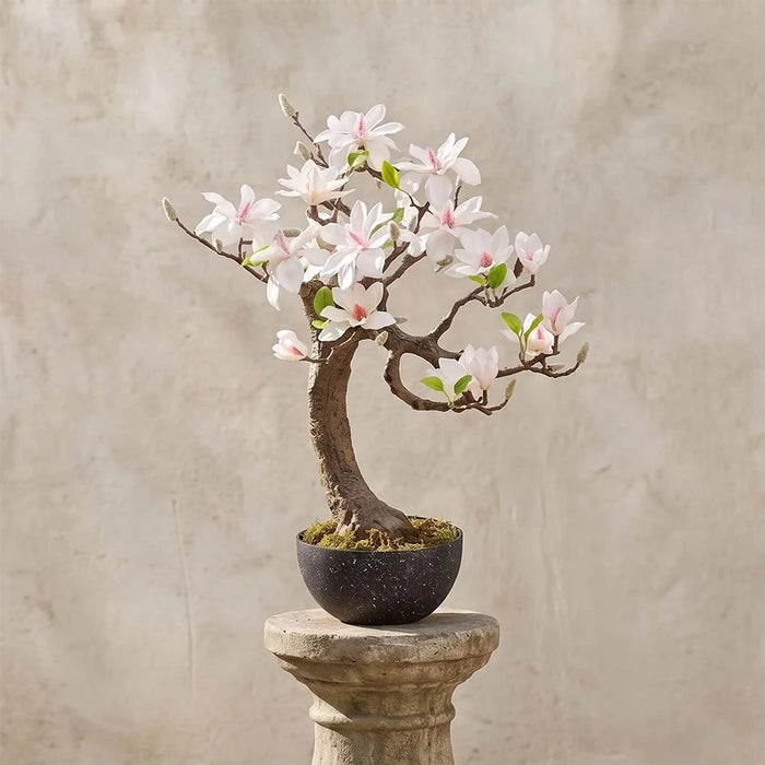 Magnolia Plant - 60Cm, White, Elegant Plant, Peva/Plastic ,For Adding Lifelike Greenery, Decorating Homes, Offices, Balconies, Patios, Entrances
