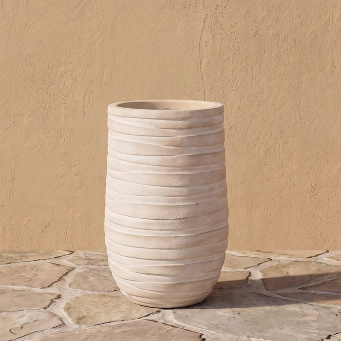Fibre Stone Pots-Terra Lines 26.5X26.5X45Cm, Multi Color, Artful Pot, Mgo ,For Displaying Flowers, Herbs, Shrubs, Ornamental Plants